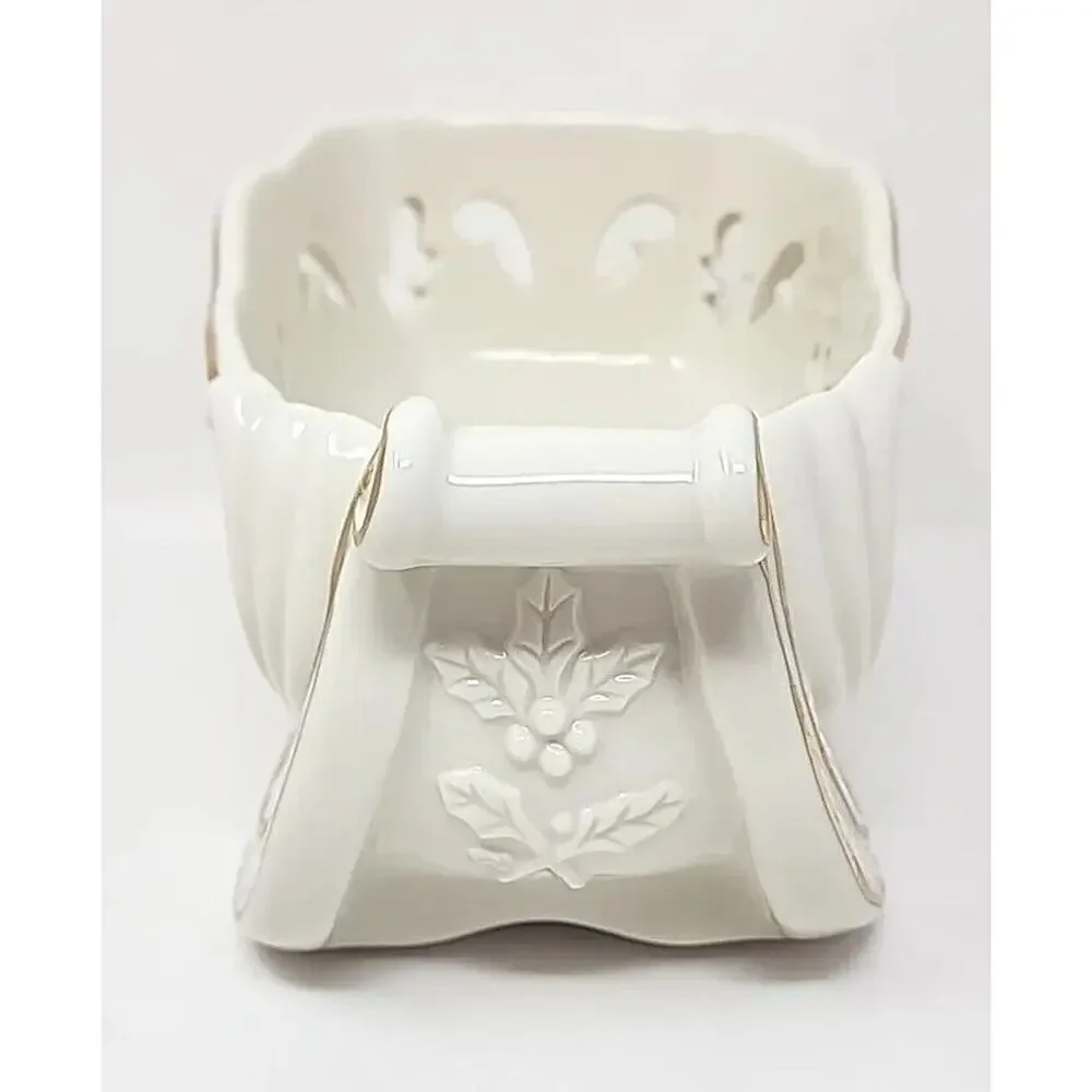 PartyLite‎ Holly Leaf Sleigh Candle Holder With Box P8C/P7663